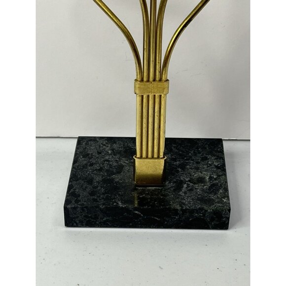 Vintage Brass Desktop Organizer Desk Memo Tree Note Clip Display MCM Marble Base - Picture 12 of 14